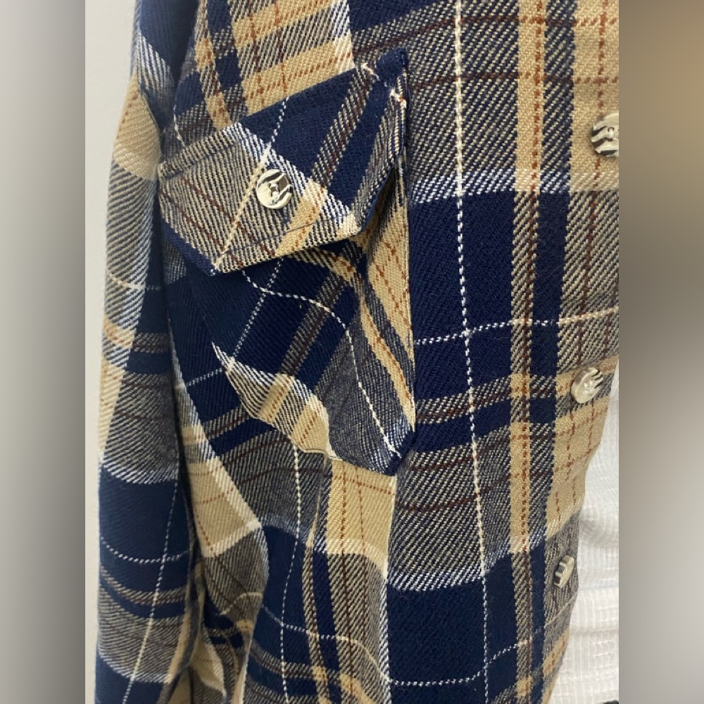 Plaid Button-Up Shirt Jacket Size M - Picture 3 of 5